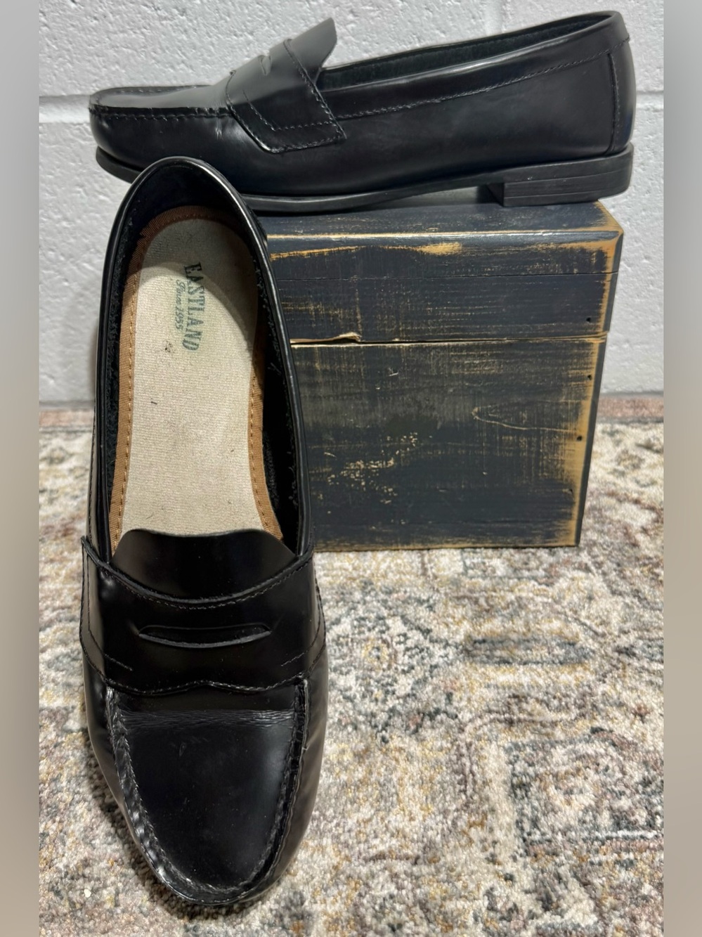 Eastland Black Leather Women's Penny Loafers